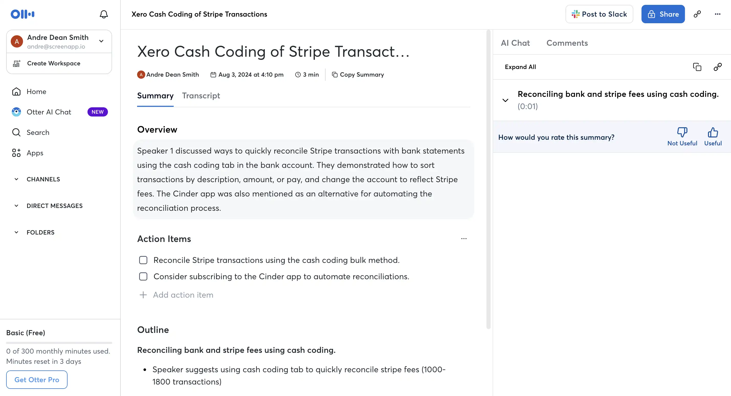 Otter interface screenshot
