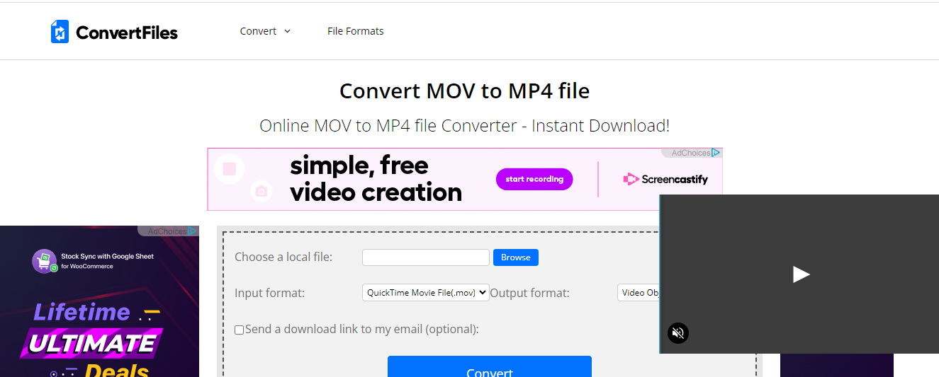 ConvertFiles - Convertisseur gratuit MOV en MP4
