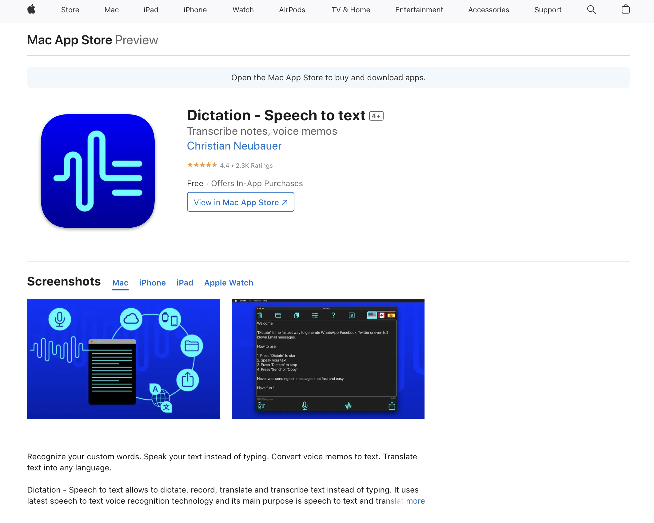 Apple Dictation Software