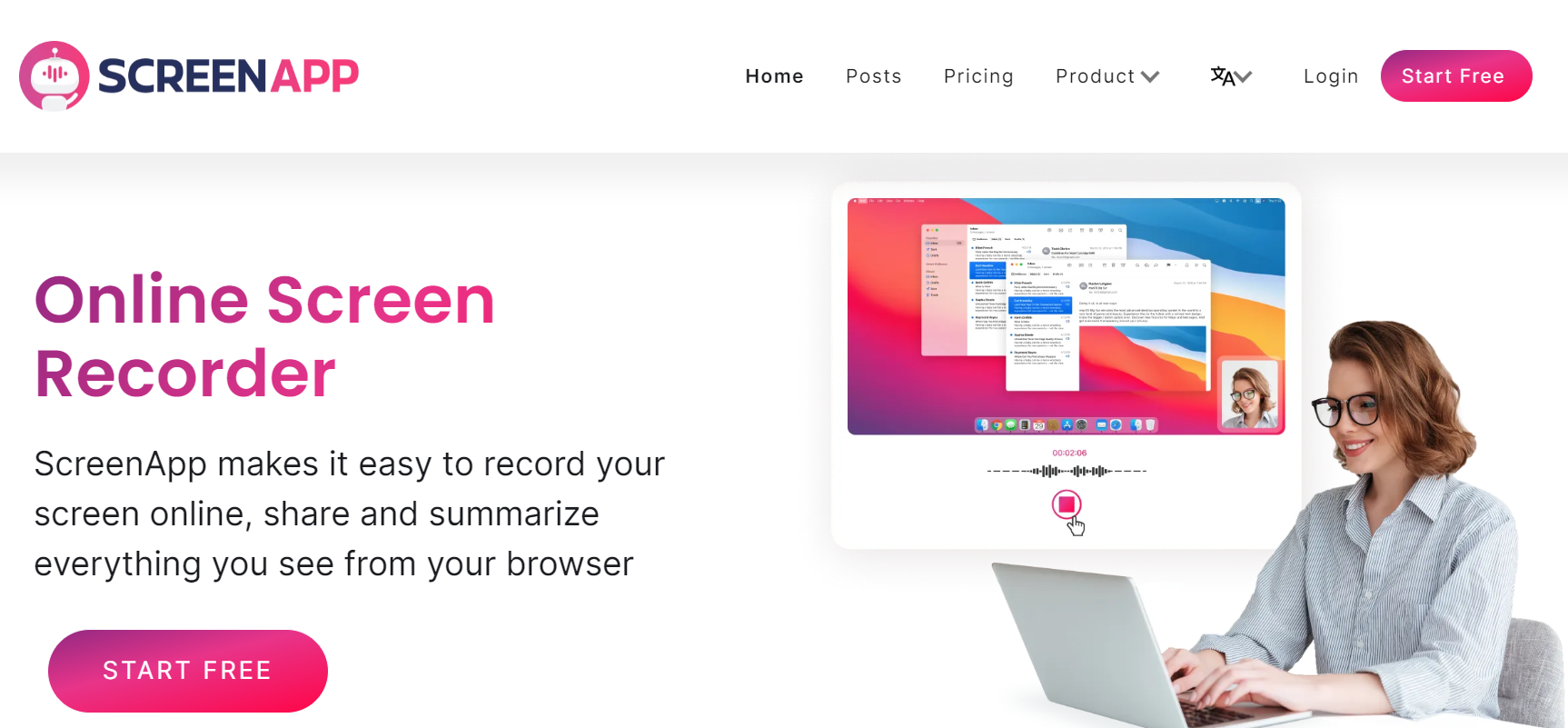 Enregistrements d'écran et de webcam simultanés gratuits avec ScrenApp.io