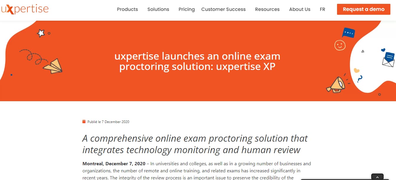 Uxpertise XP : Solutions de surveillance automatique des examens en ligne