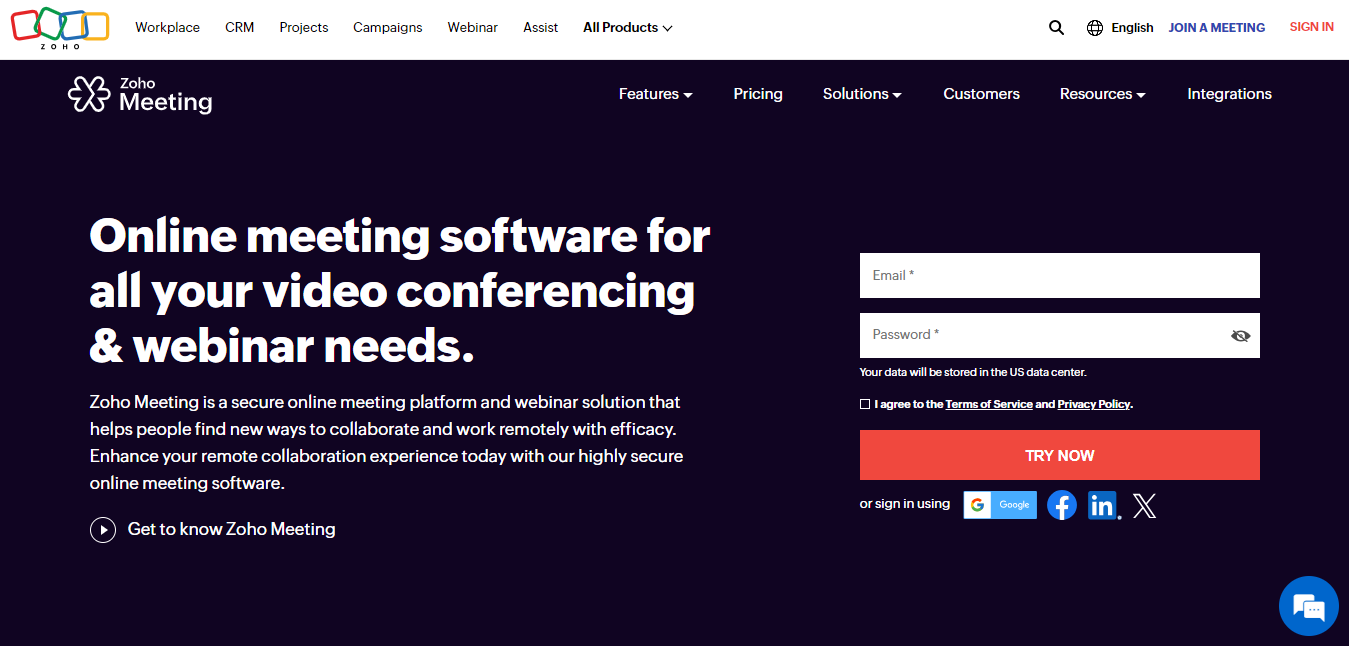 Zoho Meeting - 10 Best Video Conferencing Tools