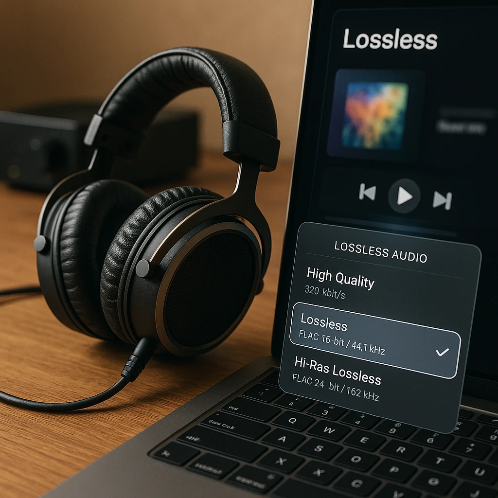 Interface de comparaison de streaming musical montrant différentes plateformes et leurs options de qualité audio