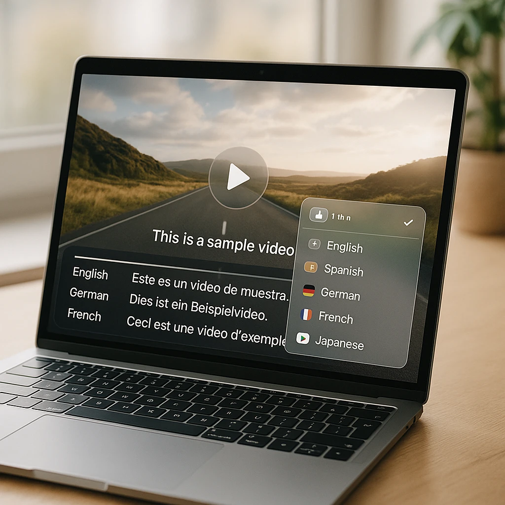 Video player with translated subtitle tracks in multiple languages