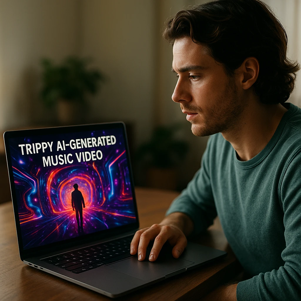 Generative AI music video with trippy animation and beat-synced visuals