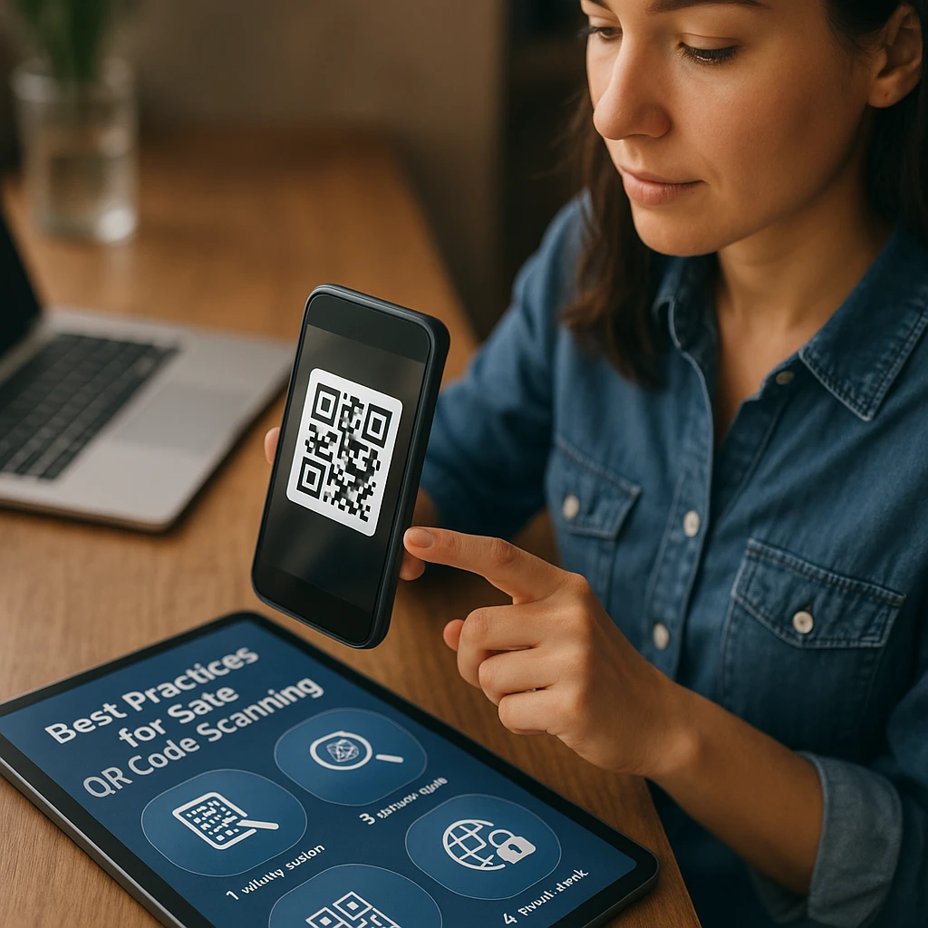 Best practices infographic for safe QR code scanning