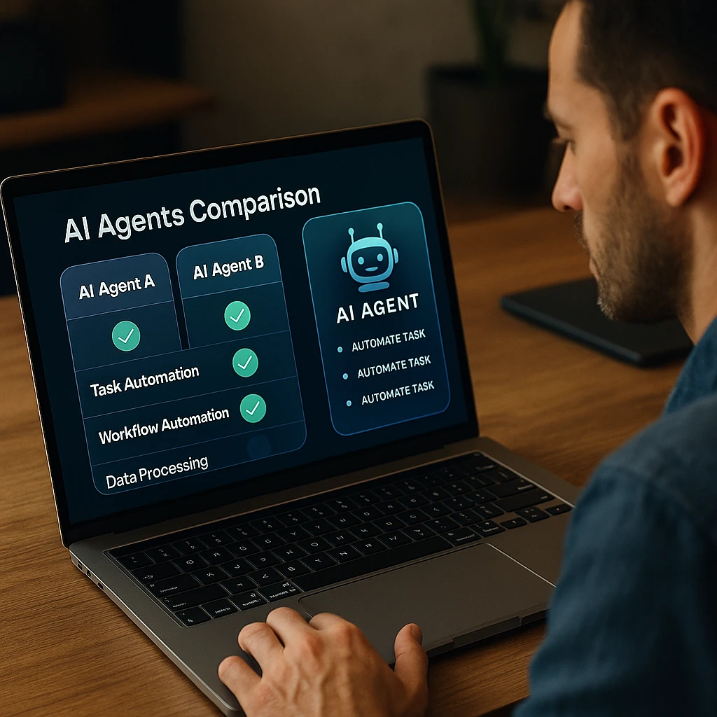 Comparaison des agents IA montrant les capacités d'automatisation et l'interface