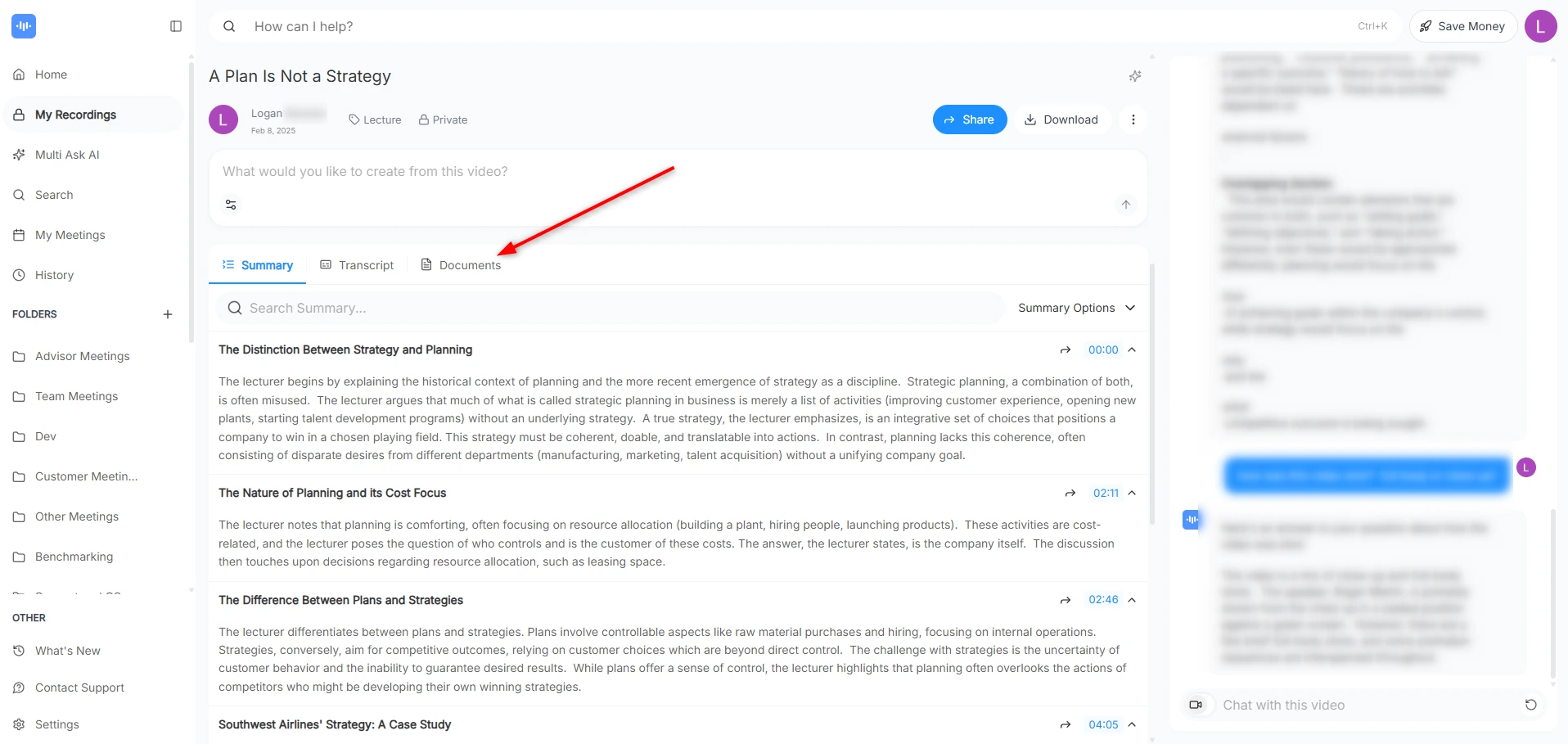 Step 1: Lecture summary workflow