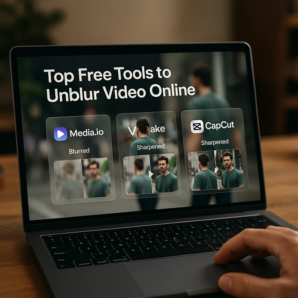 Top free tools to unblur video online: Media.io, Vmake, CapCut comparison