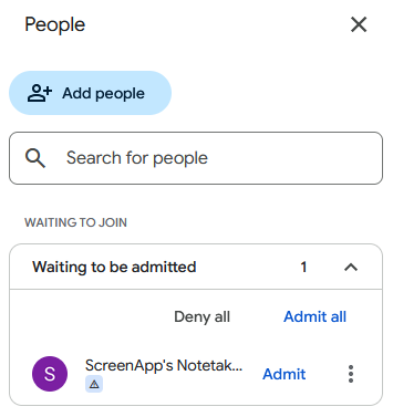 ScreenApp Notetaker waiting in Google Meet lobby